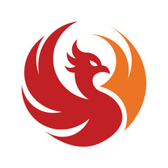 Phoenix Bird Logo Red and Orange Fire Symbol