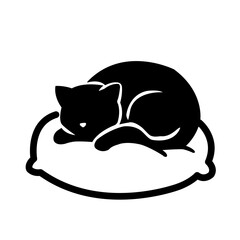 Sleeping Cat on Pillow Silhouette
