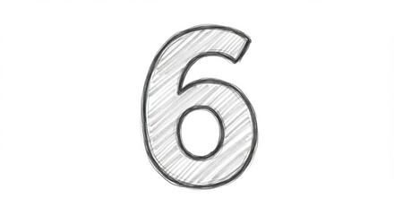 Hand-Drawn Number Six - Education and Design Element
