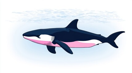 Fototapeta premium Retro orca pixel art swimming gracefully in the ocean depths perfect for nostalgic game design and vintage digital artwork illustration