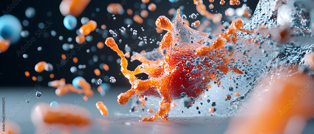 Aufkleber abstract art depicts an explosion of cellular elements representing a microscopic view. it's ideal f