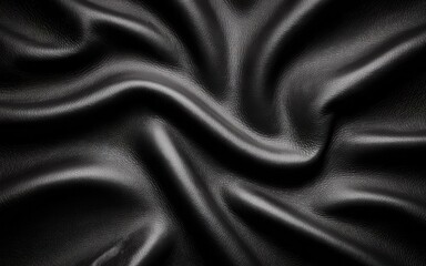 Fototapeta premium Elegant Close-Up of Black Leather Fabric with Luxurious Wave Patterns