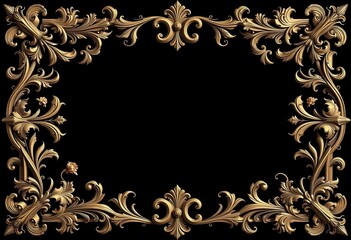 Intricate vintage baroque frame with acanthus leaves, swirls, and floral details,  ornate,  element