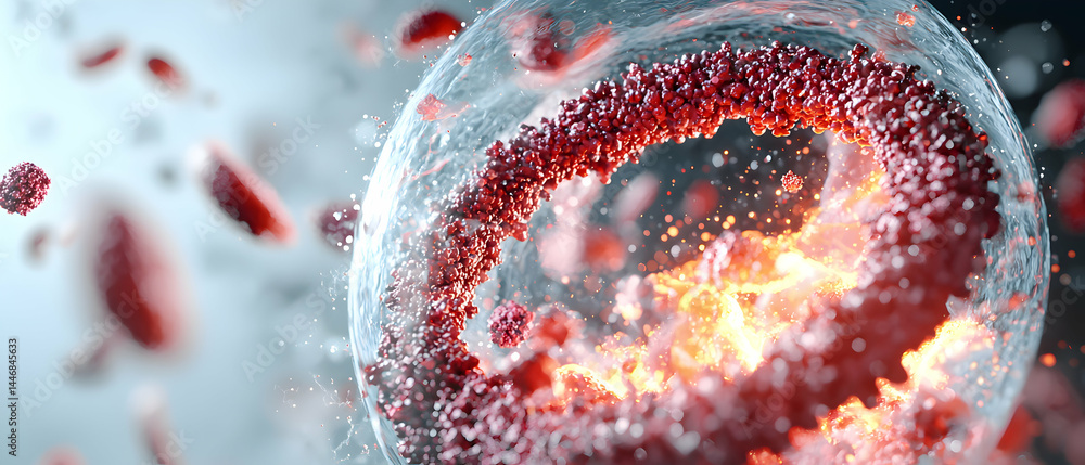 Poster microscopic imagery of cells provides insights into cellular processes. ideal for biology educationa