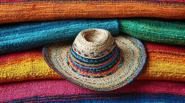 abstract background of layered brightly colored mexican sarapes