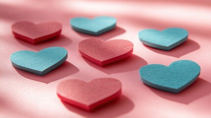 Obraz premium Heart-shaped decorations on a pink background