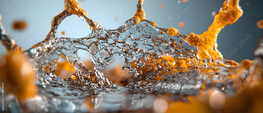 Poster a stunning macro shot of liquid splashing creates a dynamic abstract image. perfect for artistic pro