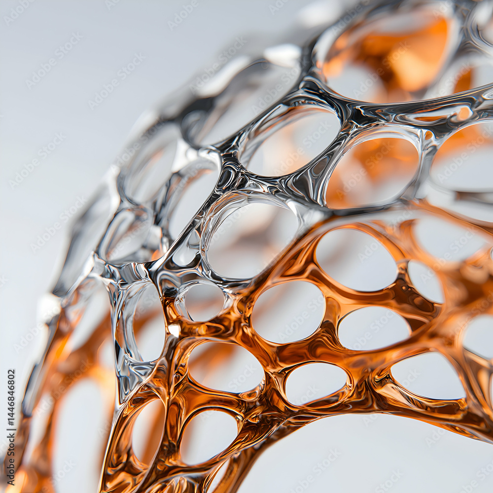 Poster abstract art featuring a complex honeycomb structure. ideal for decorative purposes or architectural