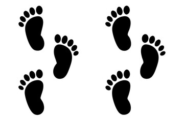 set of Footprints icon silhouette vector illustration