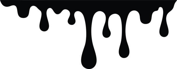Black dripping paint silhouette vector, paint splashes symbol 