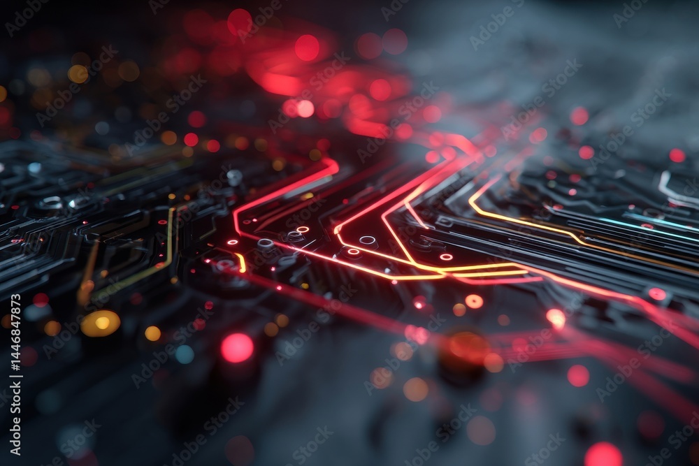 Poster futuristic circuit patterns with luminous lines for tech aficionados and digital innovation imagery