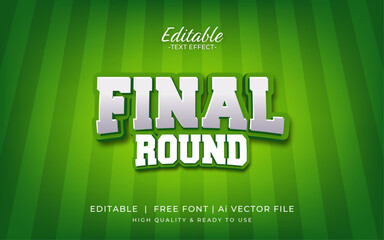 soccer sport final round text effect. football game