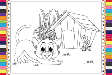 Cute Coloring Cat Animal Cartoon