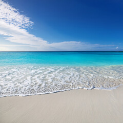 tropical beach with blue sky and clouds