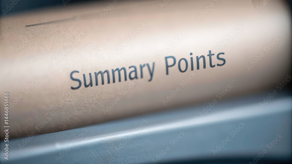 Aufkleber summary points concept on paper with mechanical consulting ideas for business and professional plann