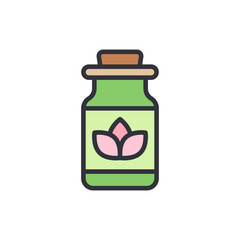 Essential oil colored icons, minimalist vector illustration ,simple transparent graphic element .Isolated on white background