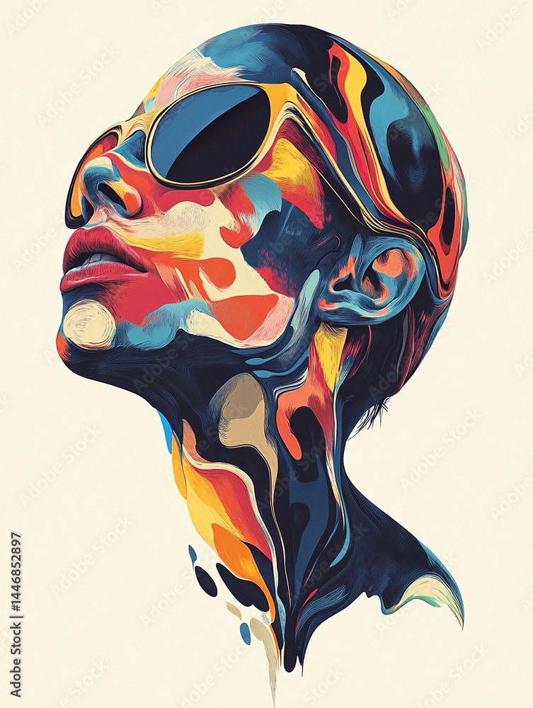 Poster surreal abstract portrait of a colorful subject in a dreamlike atmosphere artistic environment uniqu