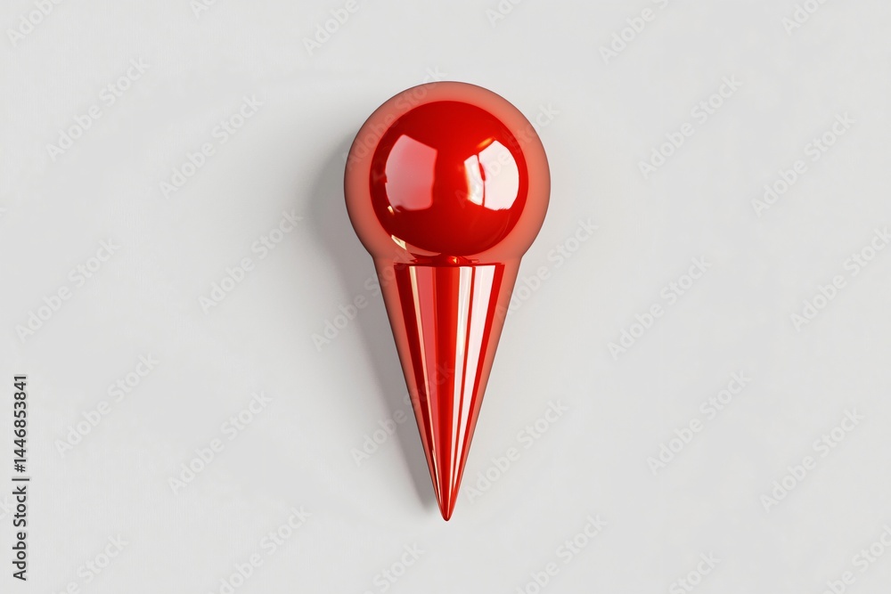 Aufkleber red glossy ice cream cone shape 3d render abstract minimal background design element