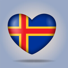 Fototapeta premium Aland Islands flag heart button Isolated on color gradient background. Exclusive Icon flag