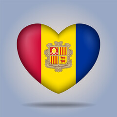 Obraz premium Andorra flag heart button Isolated on color gradient background. Exclusive Icon flag