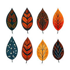 Fototapeta premium Collection Of Autumn Leaves Illustration Design With Transparent Background