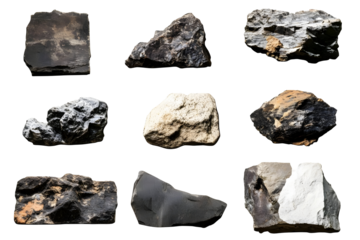 Collection Of Assorted Rocks Isolated On Transparent Background