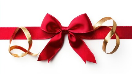 festive scarlet bow with shimmering gold ribbons evokes a sense