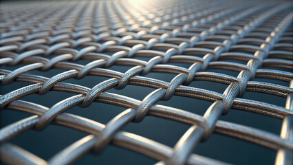 Naklejka premium Metallic mechanical mesh concept with close up details and consulting potential for industrial and architectural design