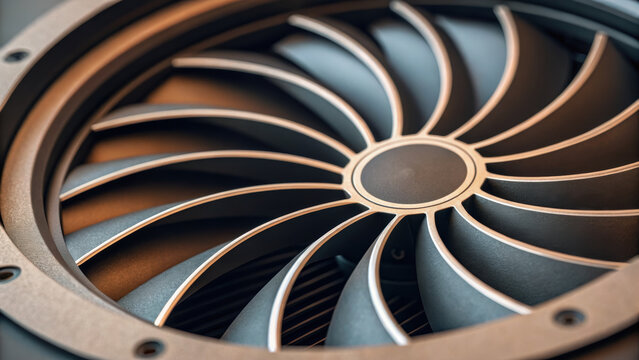 Mechanical fan concept with curved blades designed for efficient airflow and consulting on industrial ventilation systems