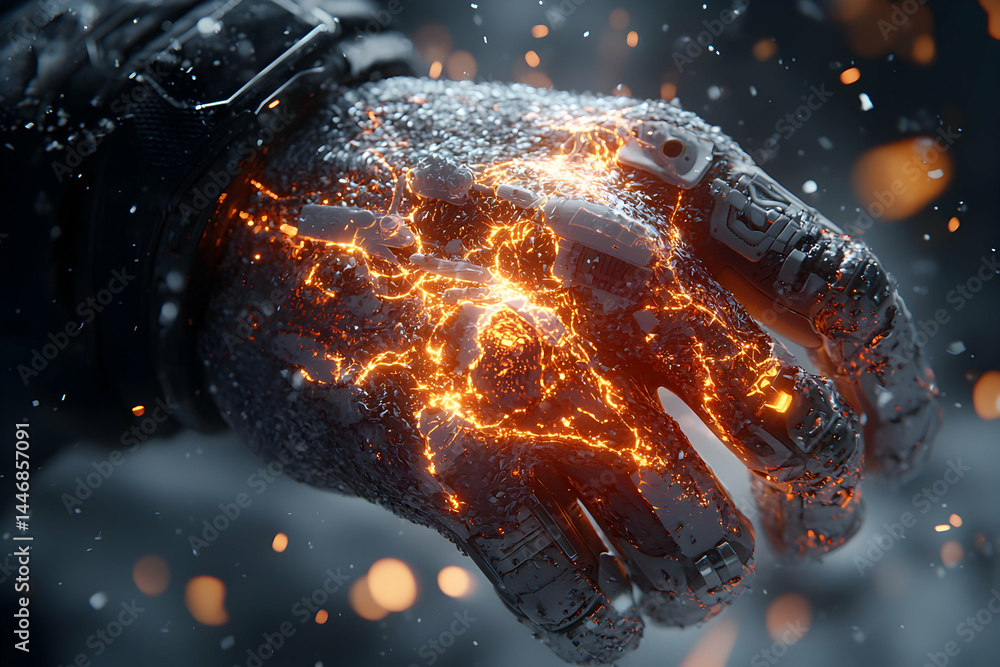Aufkleber a futuristic hand glows with energy suggesting advanced technology or a transformative process. grea