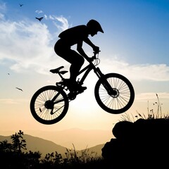 Obraz premium silhouette of a man riding a bicycle