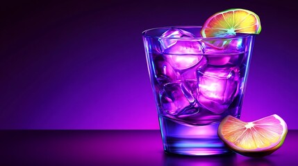 Vibrant Purple Cocktail on Dark Surface