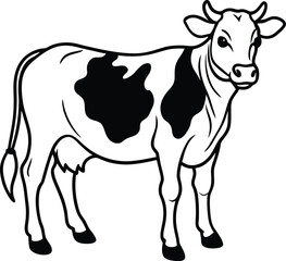 Dairy Cow Outline Graphic Cartoon Livestock Drawing.