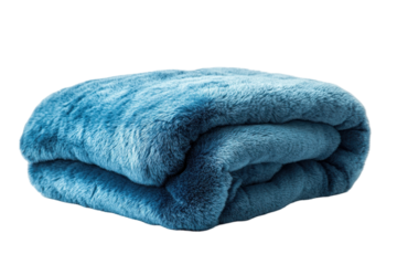 Teal faux fur blanket is displayed folded, showcasing its soft texture.