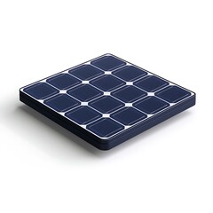 A modern square solar panel with a grid of blue photovoltaic cells on a white background.