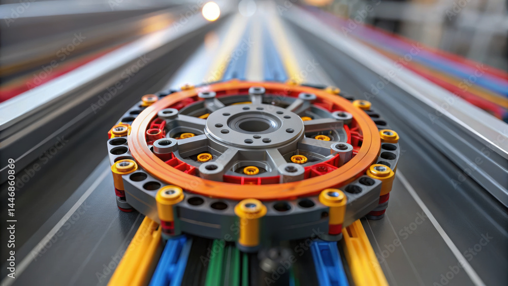 Aufkleber mechanical gear concept with consulting design and engineering details on track for innovative techn