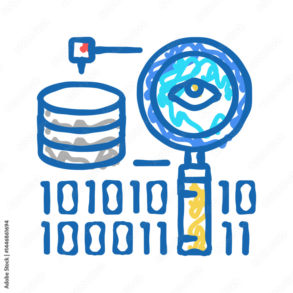 Poster analysis binary digital processing icon doodle illustration
