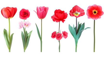 Collection Of Isolated Flowers Illustration With Transparent Background