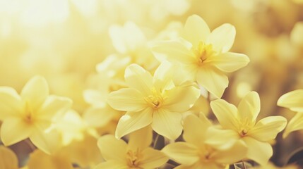 Soft focus on vibrant yellow flowers in the light of a sunny day