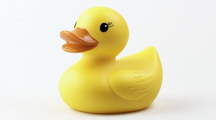 a cheerful yellow rubber duck with a bright orange beak, standin