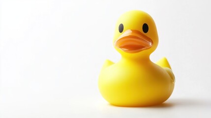 a vibrant yellow rubber duck radiating playful charm against a p