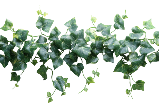 Lush green ivy vine leaves cascading on a black background vibrant foliage detail perfect for on transparent background