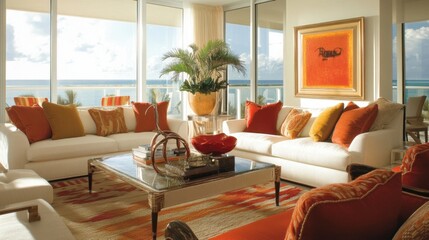 Fototapeta premium Living room with modern furniture and decor