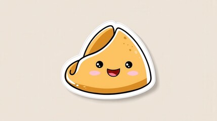 Cute Cartoon Fortune Cookie with Smiley Face