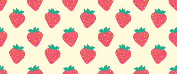 Strawberry seamless background pattern vector. 