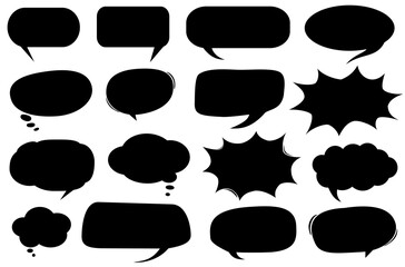 comic chat balloon. dialogue box silhouette vector set
