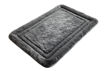 Luxurious gray shaggy rug with a defined border perfect for adding comfort and style to any on transparent background