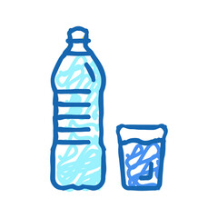 bottle and cup water icon doodle illustration