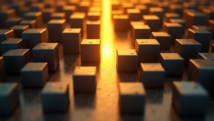Obraz premium A digital rendering of a Black curvy maze with one path glowing gold, blending strategy, logic, and decision-making into a single visual with high contrast and room for copy space.