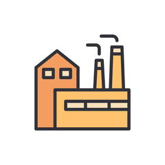 Factory colored icons, minimalist vector illustration ,simple transparent graphic element .Isolated on white background